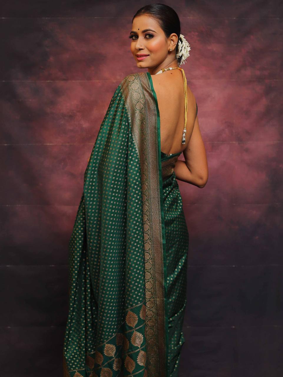 Graceful Organic Banarasi Lichi Silk Wedding Saree