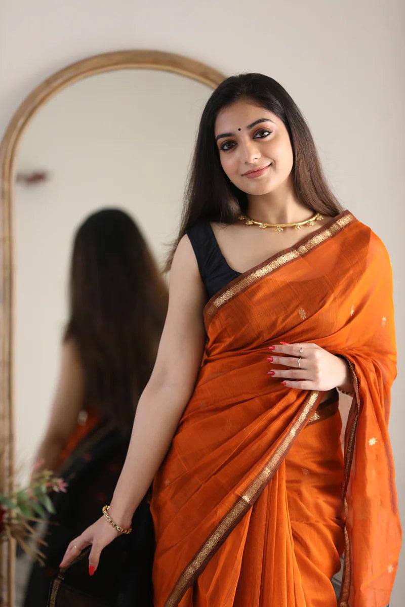 New Lilan Slub Soft Cotton Saree with Slab Weaving