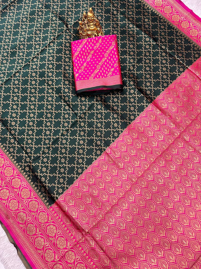 Organic Banarasi Lichi Silk Wedding Saree – Rich &amp; Comfortable