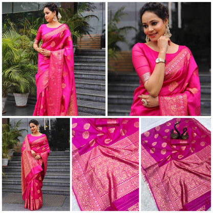 Soft &amp; Lightweight Lichi Silk Banarasi Wedding Saree