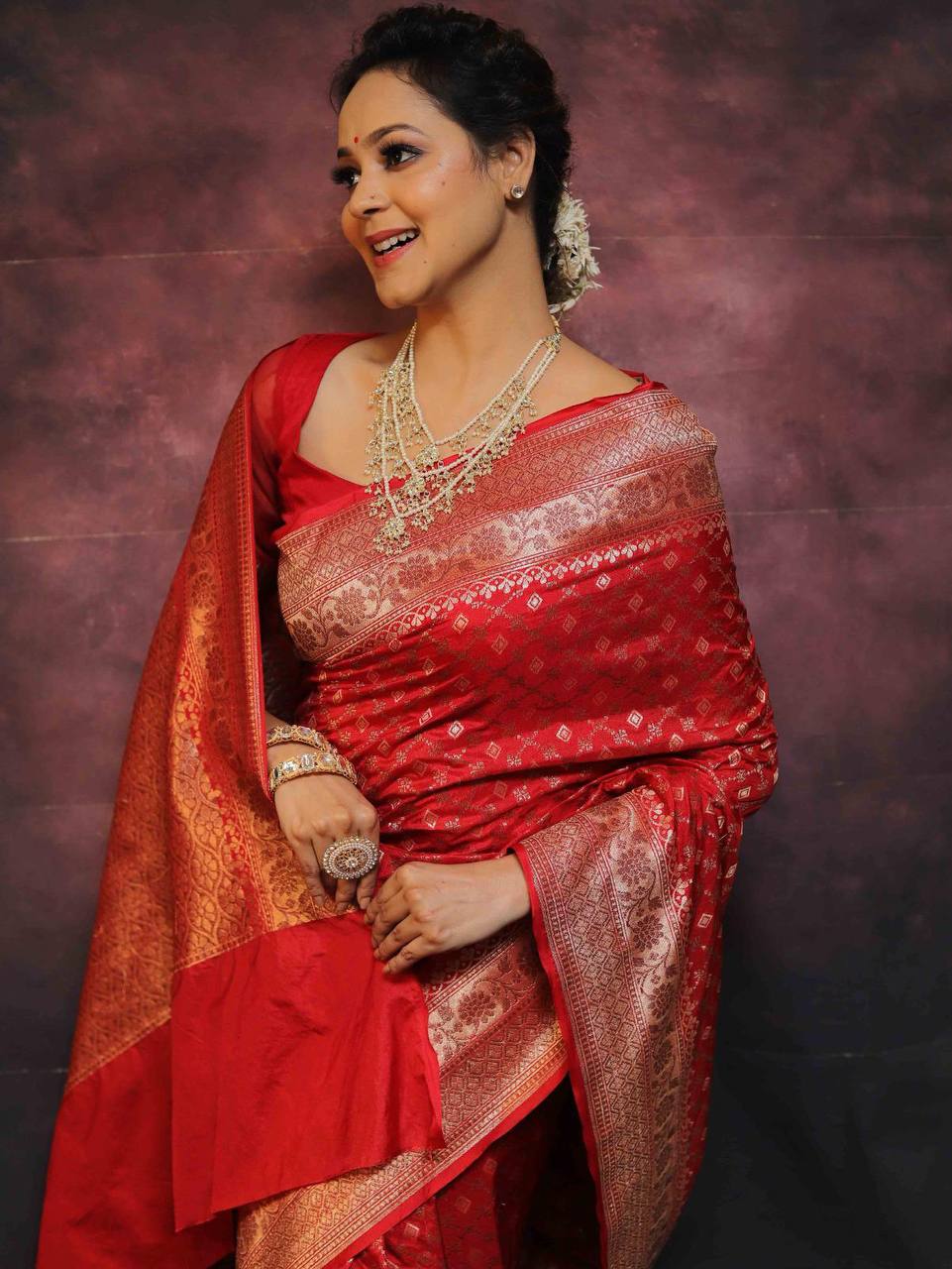 Pureform Saree Designed in Organic Banarasi Lichi Silk for Wedding Wear