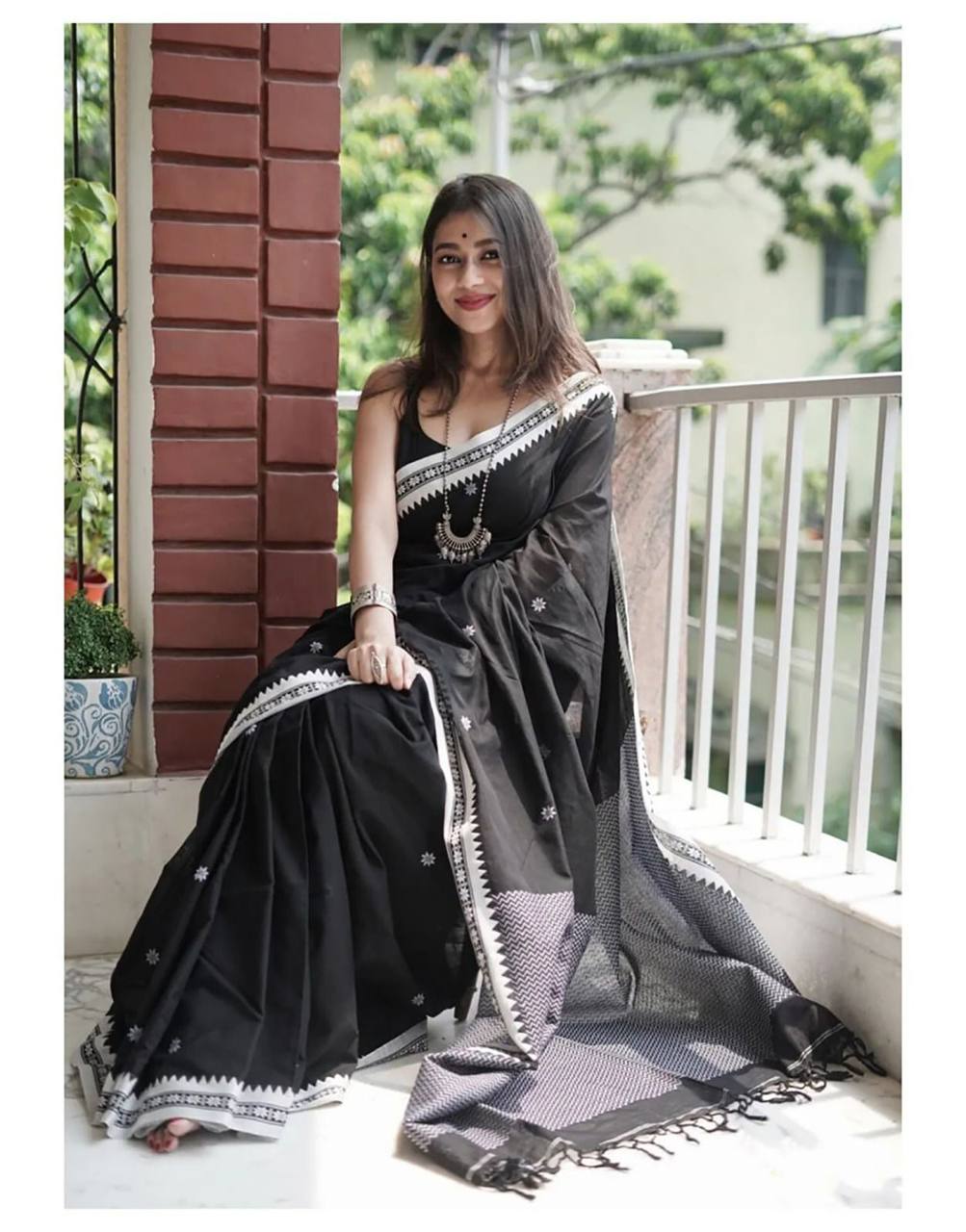 Premium Lilan Slab Soft Cotton Saree with Rich Weaving Blouse
