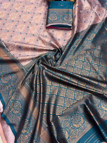 Heavy Look Organic Banarasi Lichi Silk Wedding Saree