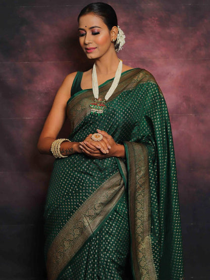 Graceful Organic Banarasi Lichi Silk Wedding Saree