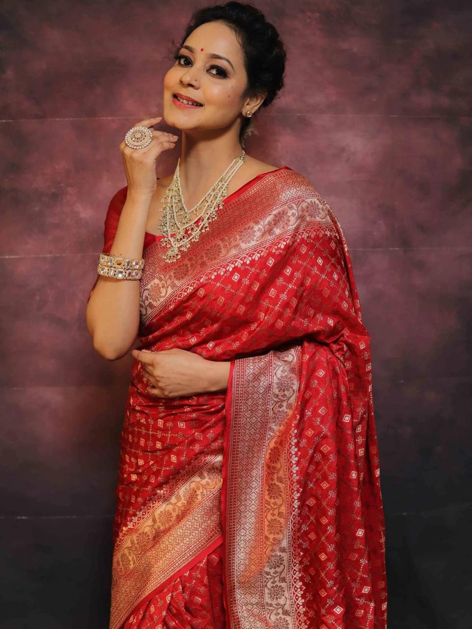 Pureform Saree Designed in Organic Banarasi Lichi Silk for Wedding Wear