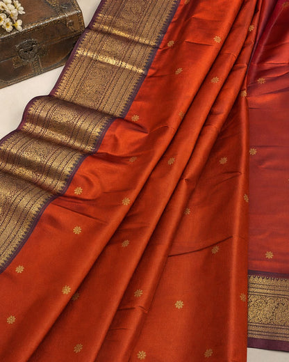 Saffron Serenade Silk Saree