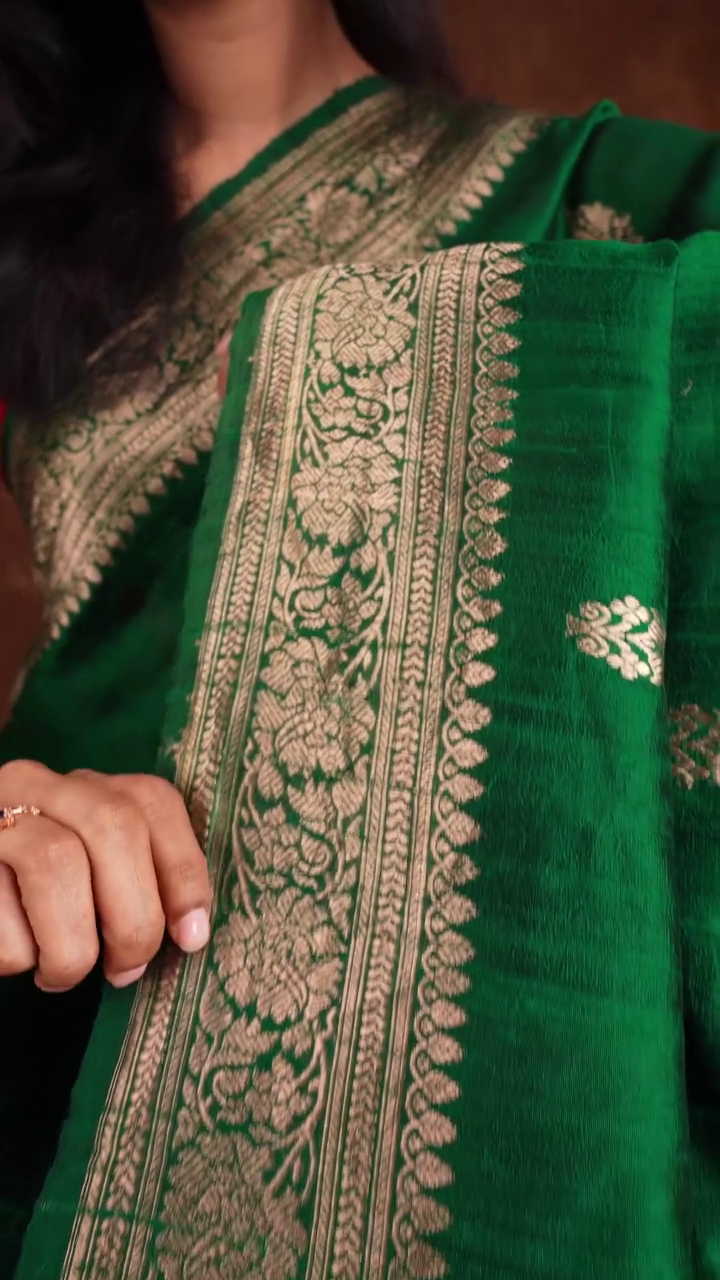 Emerald Green Raw Silk Saree